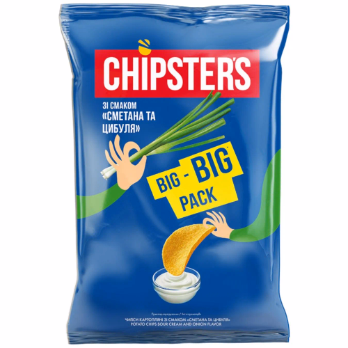 ТМ CHIPSTER`S Чипси натур Сметана та цибуля 180г