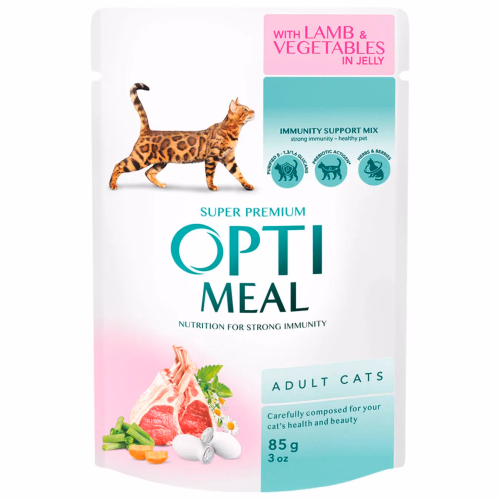 Opt Корм Коти Ягня Овочі в желе 85г