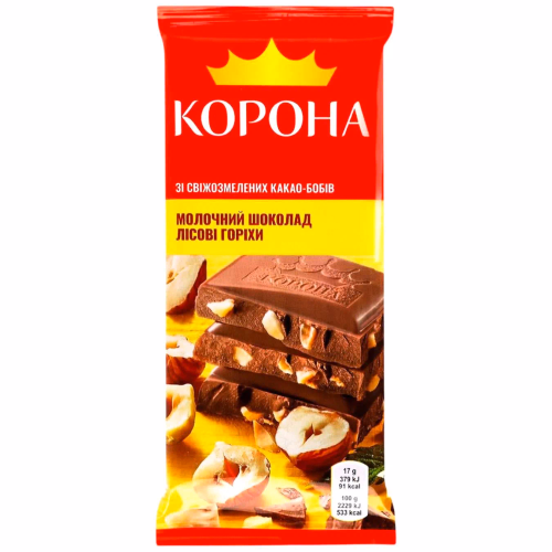 КОРОНА шоколад молочний горіх  85г
