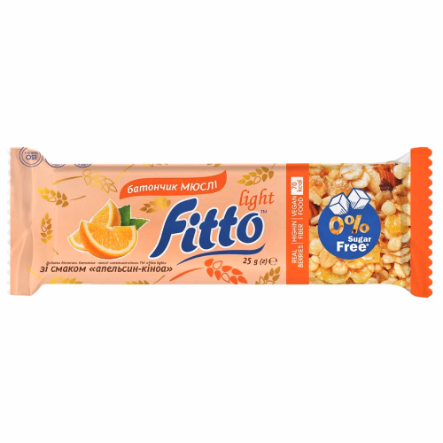 Батончик - мюслі апельсин-кіноа ТМ "Fitto light"25г