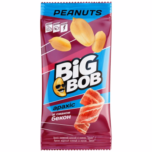 Арахіс смажений солоний зі смаком "Бекон" 60г BIG BOB"