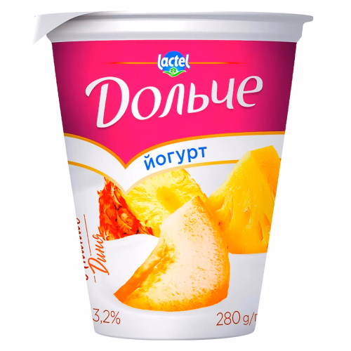 Йогурт Дольче з напов  ананас-диня 3,2% ст 0,280л