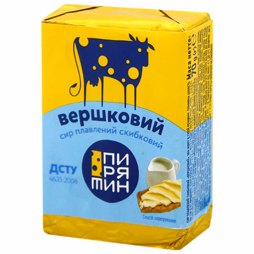 Сир плавл.скибковий Вершковий 38% брикет 70г ТМ "Пирятин"