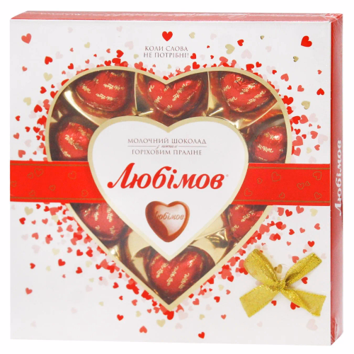 Цукерки Любімов з горіховим праліне у молоч.шокол 108г