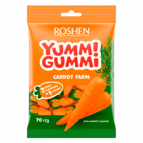 ЖЕЛЕЙНІ ЦУКЕРКИ Yummi Gummi Carrots Roshen 70г