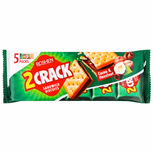 Крекер 2 CRACK з начинкою какао-горіх 235г Roshen