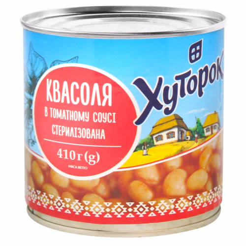Квасоля в томатному соусі ТМ "Хуторок" 410г  ж/б