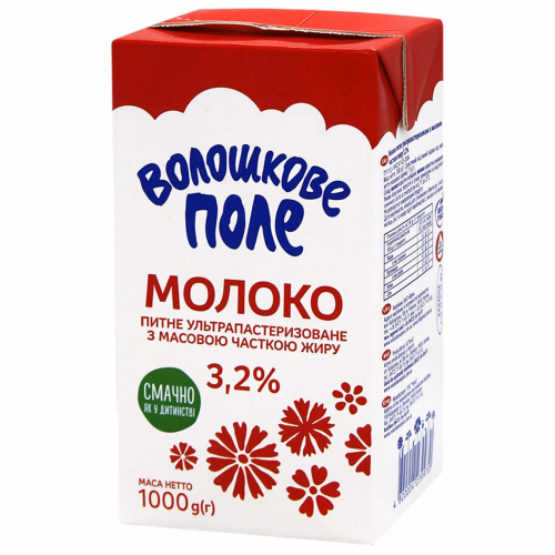Молоко ультрапаст 3,2% 1л Тетра Пак Волошкове поле