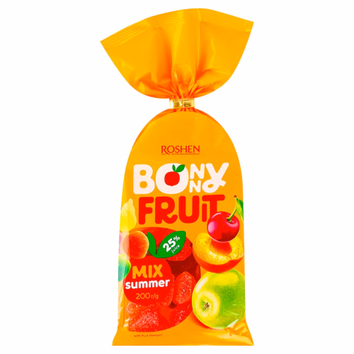 ЖЕЛЕЙНІ ЦУКЕРКИ Bonny-Fruit літній мікс Roshen 200г