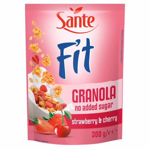 Гранола SANTE 300г FIT без цукру з полуницею та вишнею
