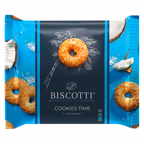Печиво здобне пісочно-відсадне Кукіс тайм з кокосом BISCOTTI 160г