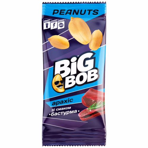 Арахіс смажений солоний зі смаком Бастурма 60г BIG BOB