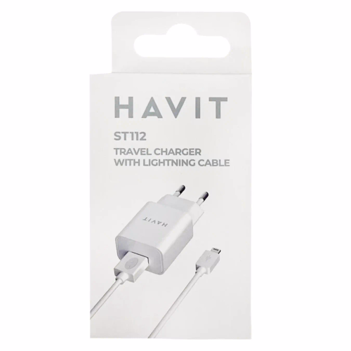 Заряд.прист.Havit ST112 2.0A 1*USB+кабель  Lightning White