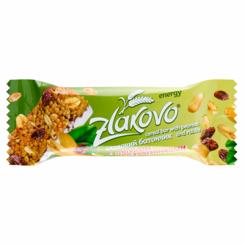 Круп.батонч арахіс і родзинки частково глаз. 40г Злаково