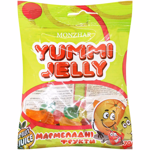 Цукерки желейні мармеладні фрукти"Yummi Jelly" 70г
