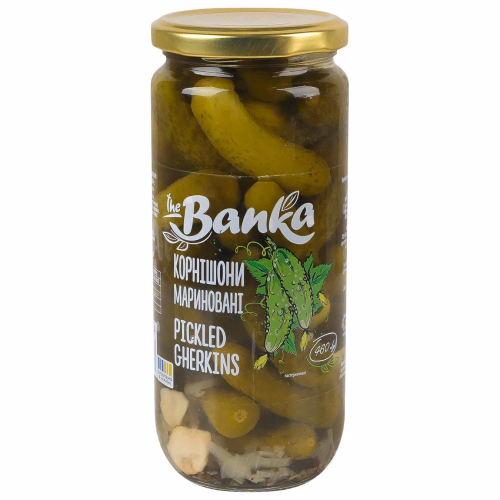 Огірки корнішони мариновані пастеризовані ТМ "the Banka" 460г, скло