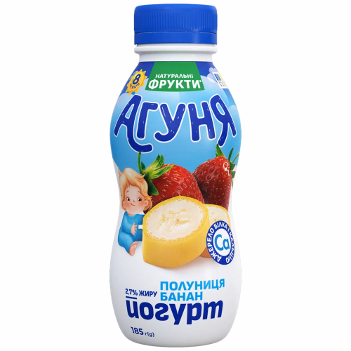 Агуня Йогурт полуниця-банан питний 2,7% пляшка 185г