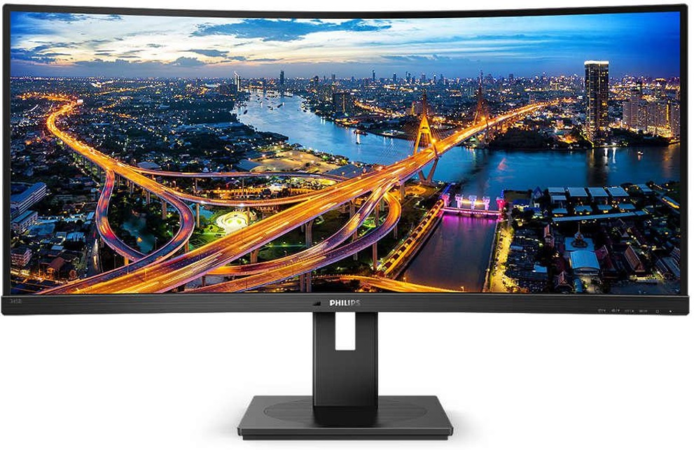 TFT 34" Philips 345B1C, VA, 3440x1440 WQHD, вигнутий, DP, HDMIx2, USB хаб, Pivot,  колонки, чорний