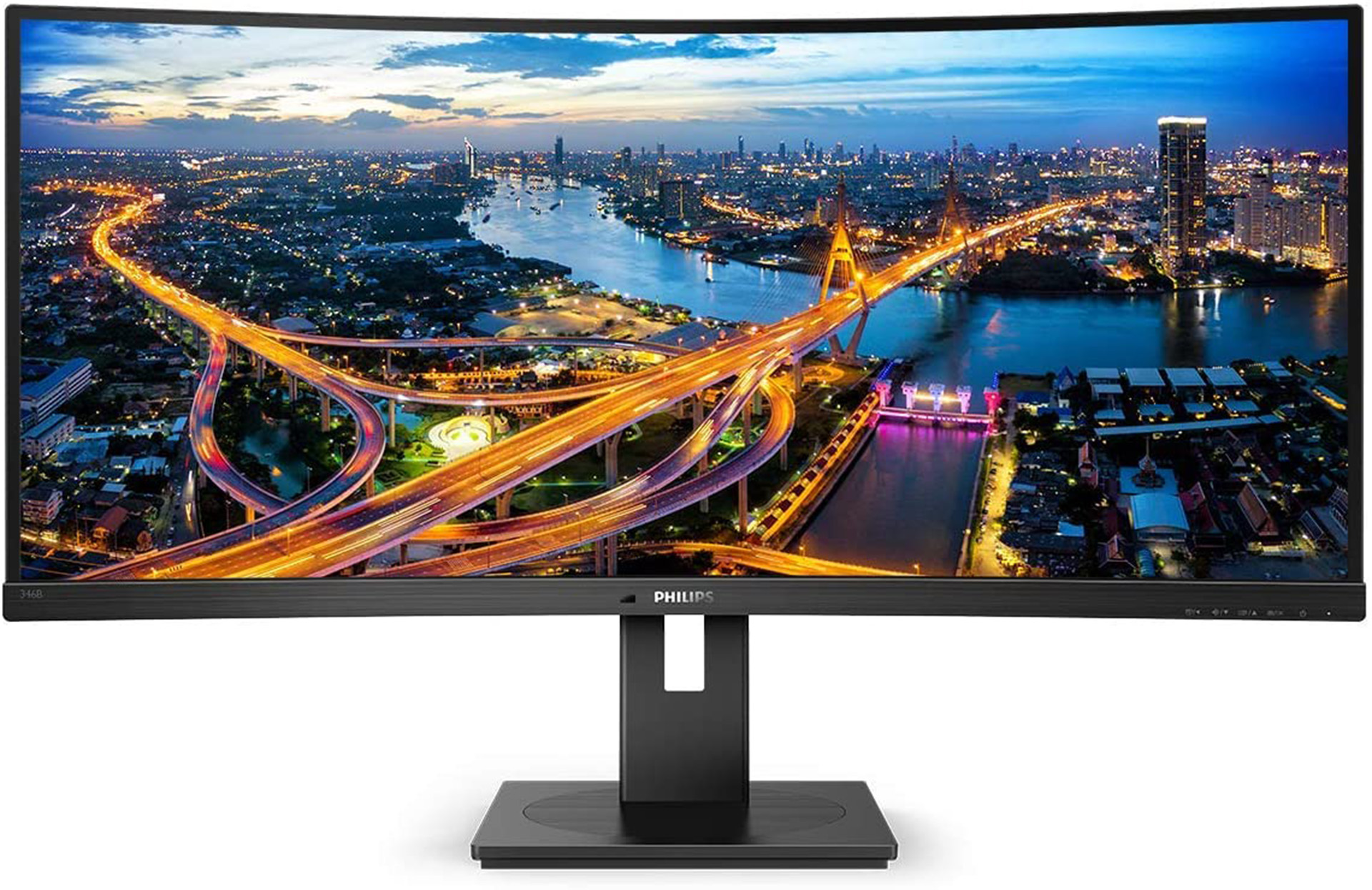 TFT 34" Philips 346B1C, VA, 3440 x 1440, USB-C, HDMI, DP, RJ45, колонки, чорний