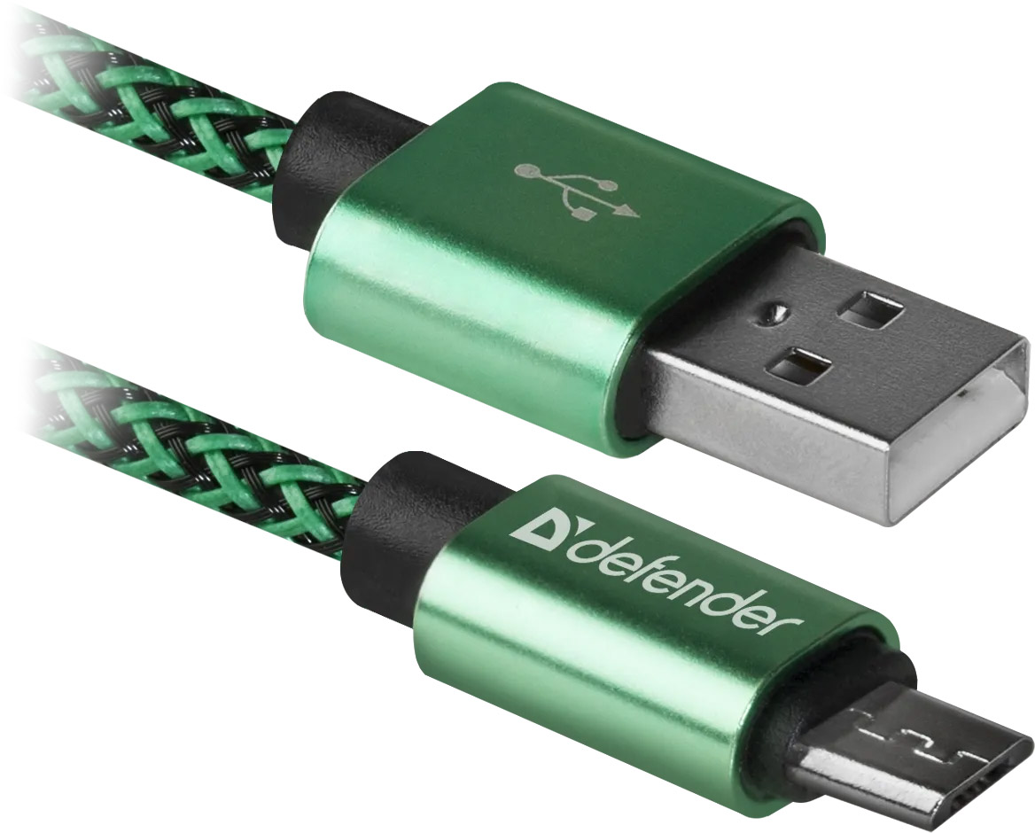 Кабель USB 2.0 AM-micro BM, 1.0 м, зелений, 08-03T PRO Defender