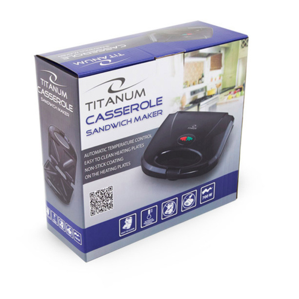 Бутербродниця 700W Black, антипригарне покриття,  індикатори роботи/нагріву, обмінна гарантія TKT002K Sandwich Maker 700W