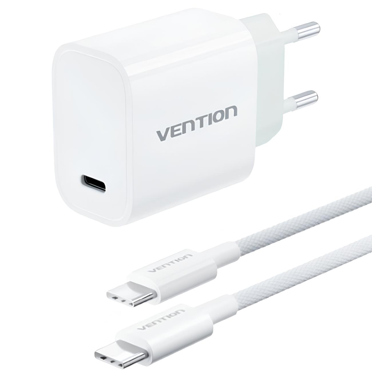 Зарядний пристрій 1xUSB-C 30W + USB-C cable М-М  White Vention