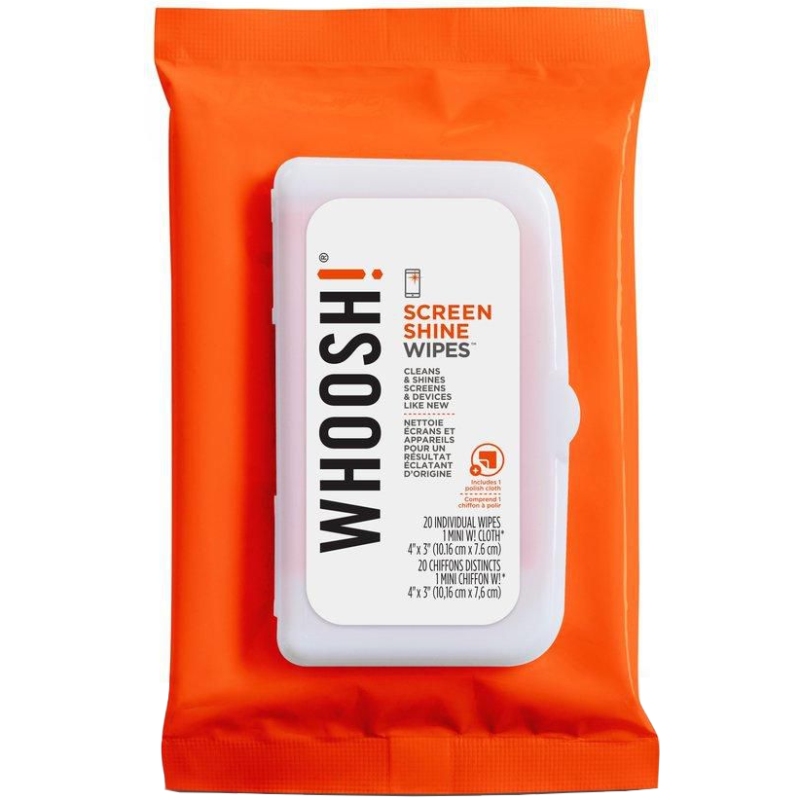 Набір для чищення Whoosh! 20 WIPES Серветки для очищення екрану 20шт з мікрофіброю 14см x14см