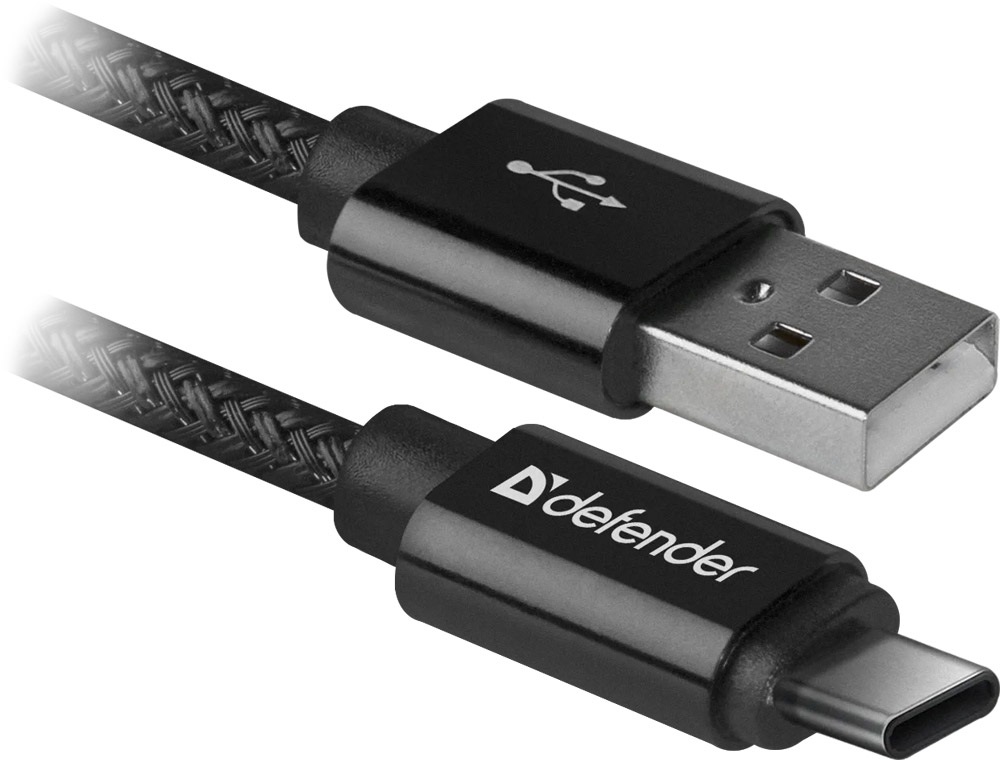 Кабель USB 2.0 AM-Type-C M, 1.0 м, чорний, 09-03T PRO Defender