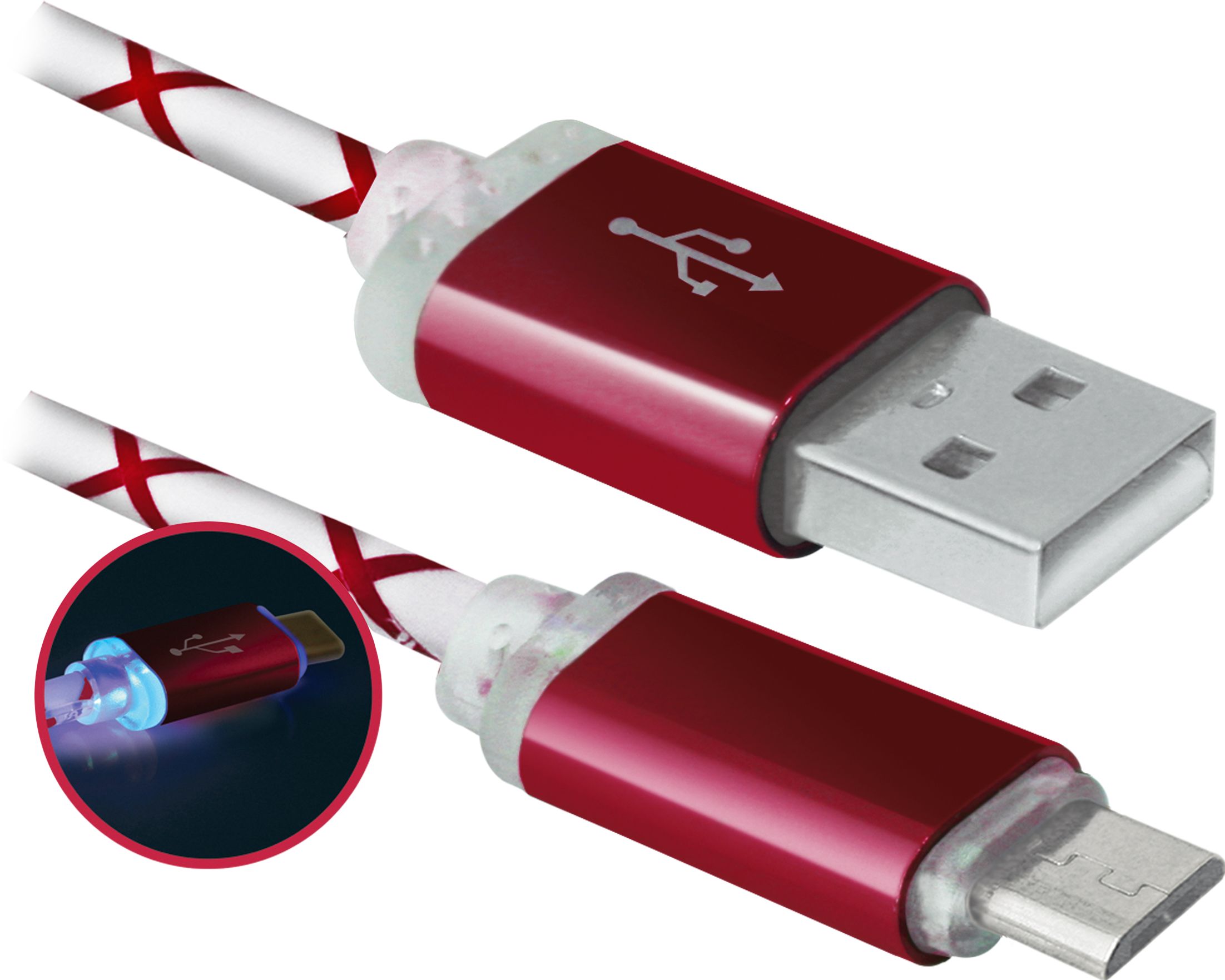 Кабель USB 2.0 AM-micro BM, 1.0 м, червоний, 08-03LT Defender