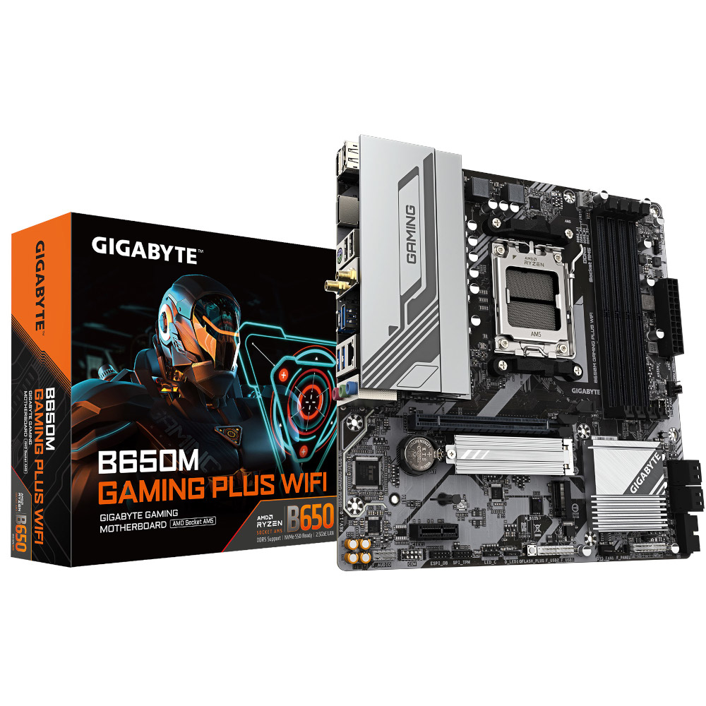 Mатеринська плата GIGABYTE sAM5 AMD B650 2xDP/ HDMI 2xM.2  2.5GbE LAN mATX B650M GAMING PLUS WIFI