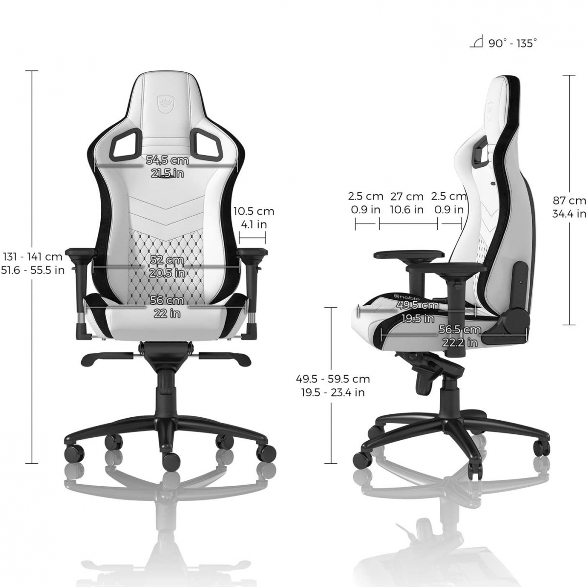 Крісло геймерське Noblechairs EPIC White/Black