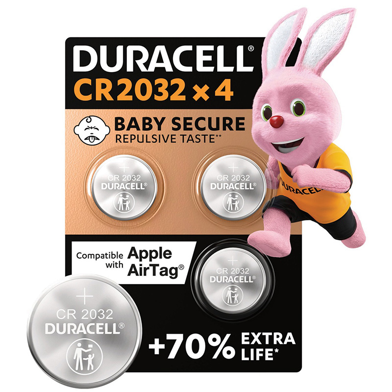 Батарейка DL2032-CR2032 літієва, DSN, блістер, 4 шт. Duracell (5018068/5007662/5010951/5014799)