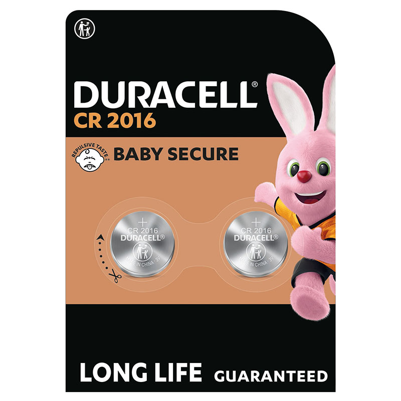 Батарейка DL2016-CR2016 літієва, DSN, блістер, 2 шт. Duracell (5018078/5007667/5010969/5014810)