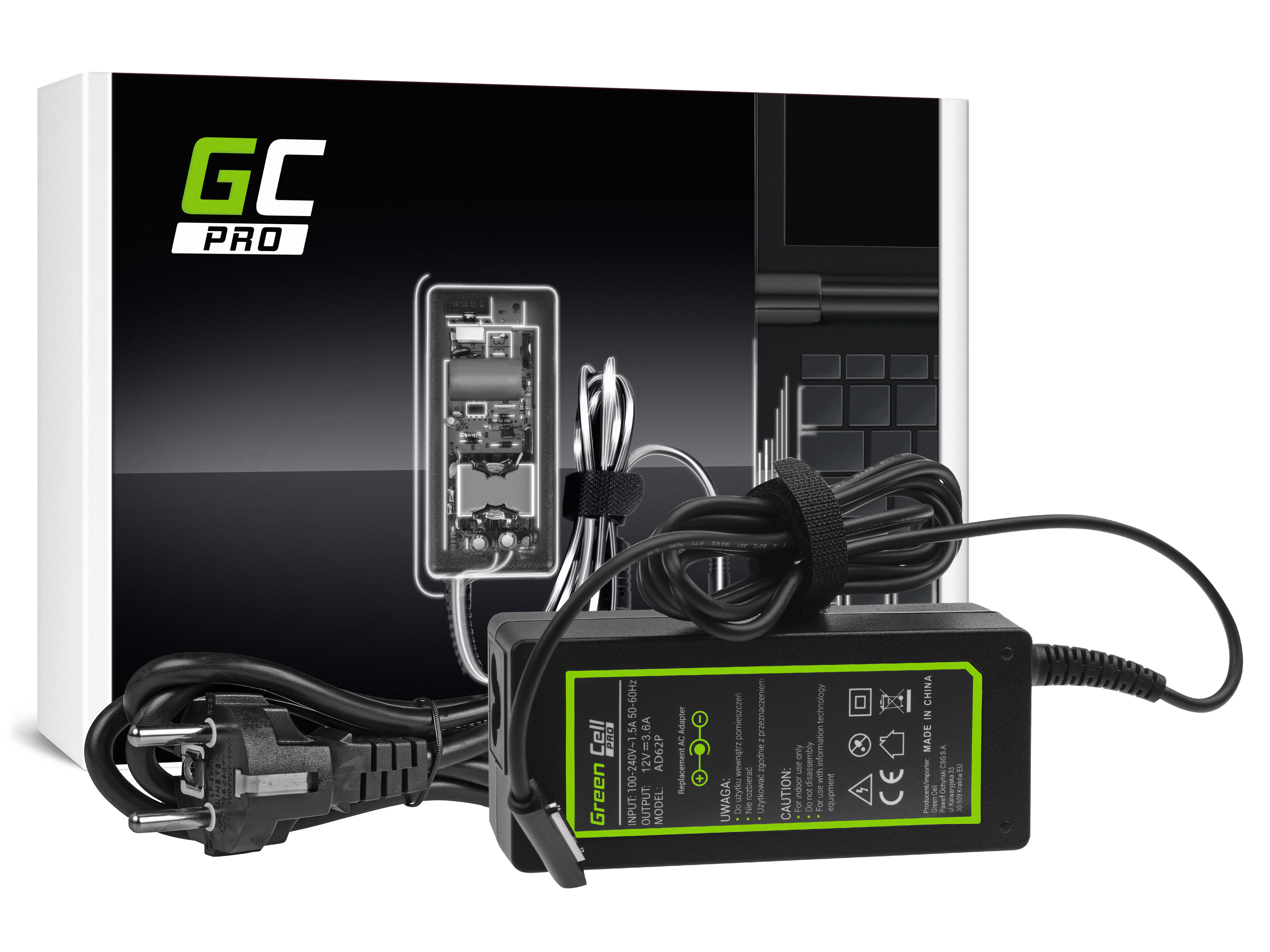 Green Cell PRO Charger / AC Adapter 12V 3.6A 48W for Microsoft Surface RT, RT/2, Pro i Pro 2
