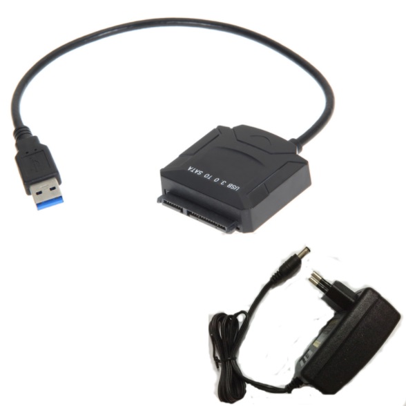 Перехідник USB 3.0 Type-A --> SATA III (F) 2.5"/3.5" 7+15pin з БЖ, чорний