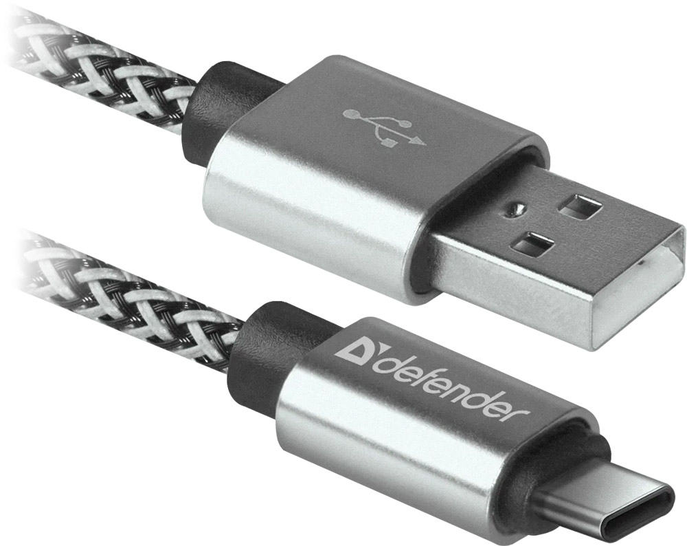 Кабель USB 2.0 AM-Type-C M, 1.0 м, білий, 09-03T PRO Defender