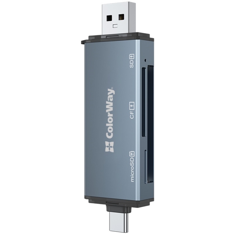 Card Reader ColorWay USB 2.0/USB-C to CF/SD/MicroSD