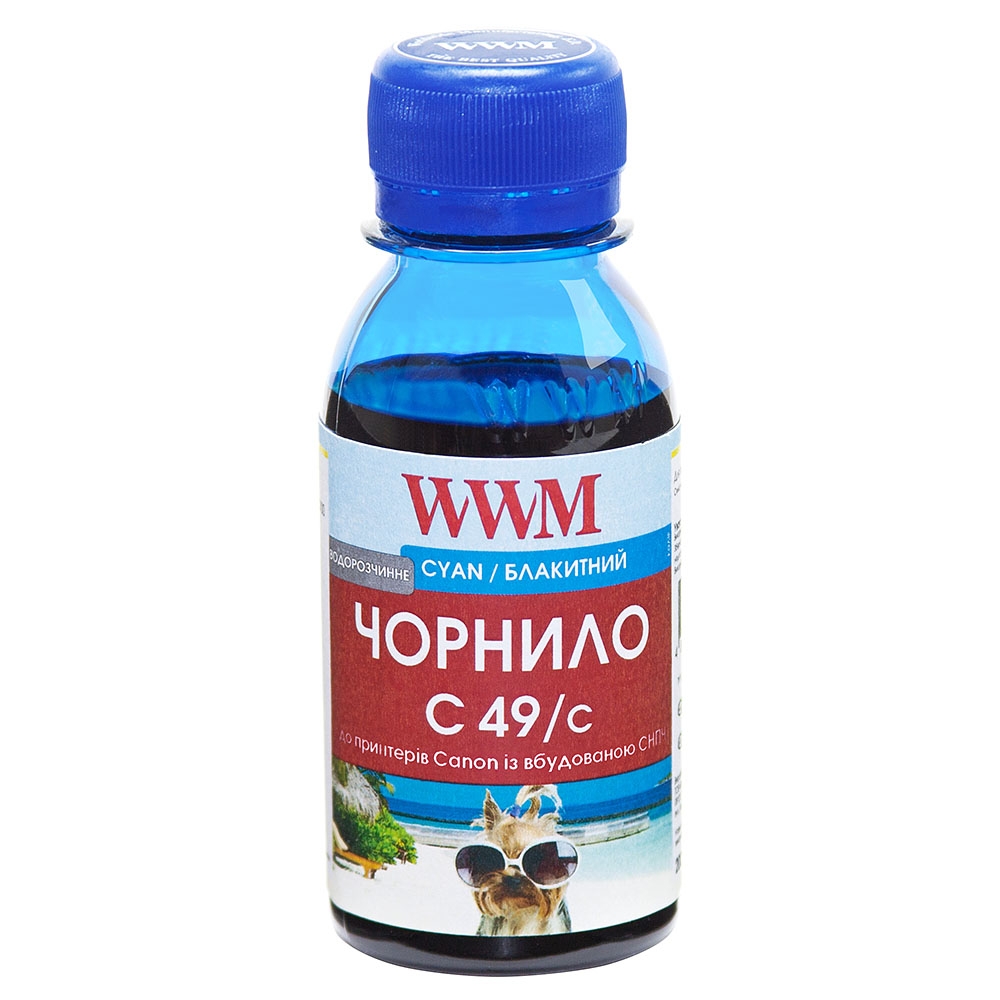 Чернила WWM GI-490C для Canon Pixma G1400/2400/3400 100г Cyan Водорастворимые (C49/C-2)