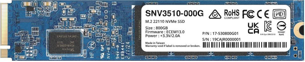 Накопичувач SSD  400GB, M.2, PCIe Synology (SNV3510-400G)
