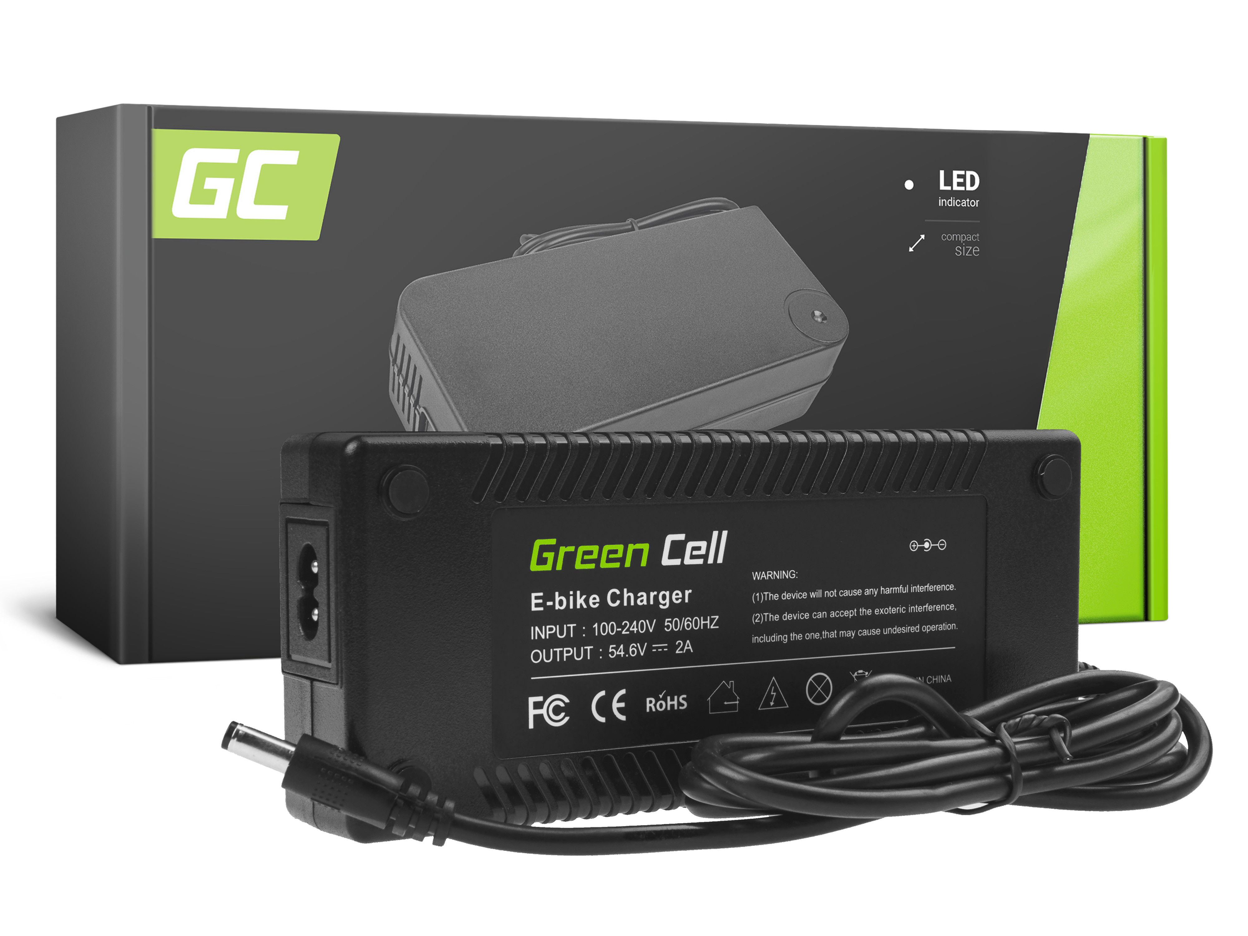 Green Cell Battery Charger 54.6V 2A (5.5*2.1mm) for E-BIKE 48V