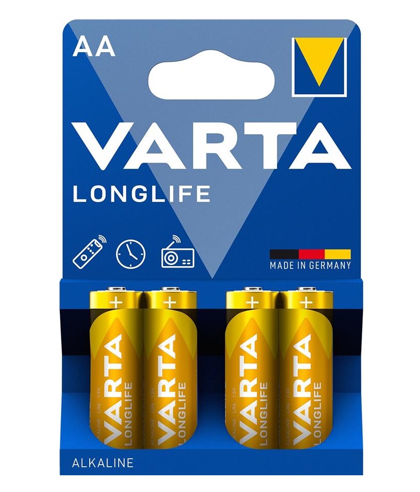 Батарейка AA лужна, Longlife, блістер, 4 шт. Varta (04106101414)