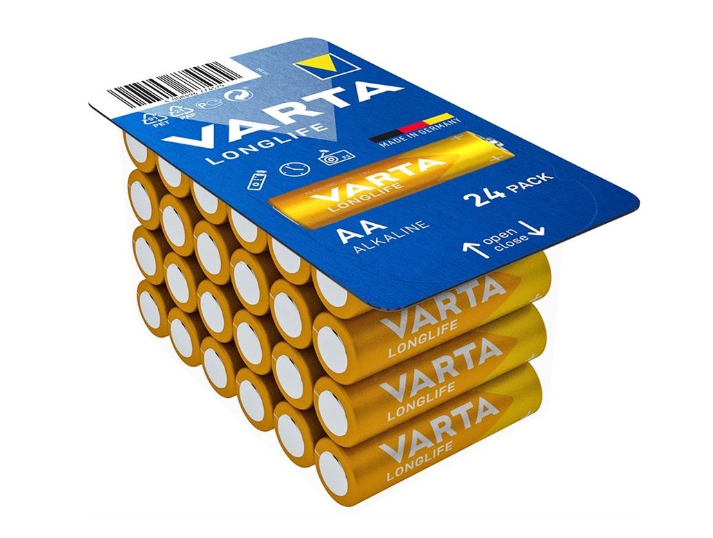 Батарейка AA лужна, Longlife, блістер, 24 шт. Varta (04106301124)