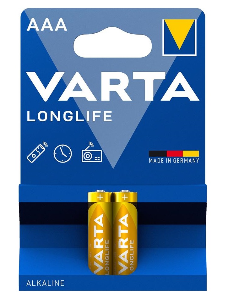 Батарейка AAA лужна, Longlife, блістер, 2 шт. Varta (04103101412)