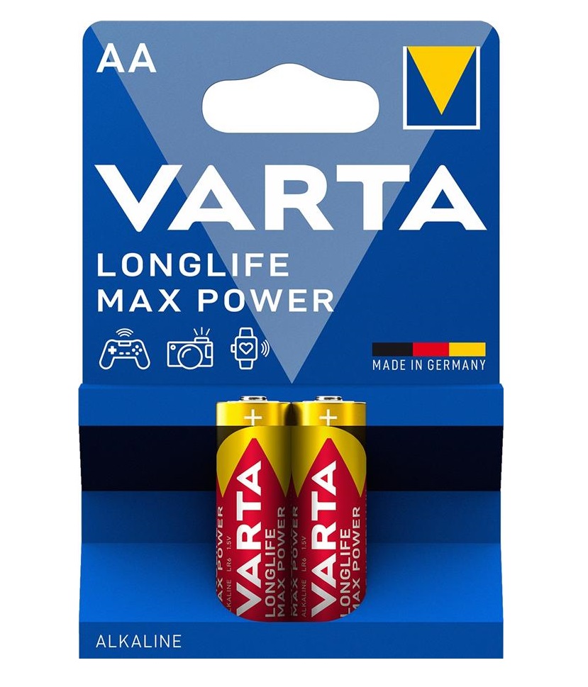 Батарейка AA лужна, Longlife Max Power, блістер, 2 шт. Varta (04706101412)