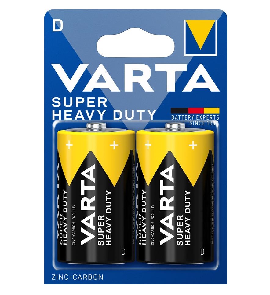 Батарейка D вугільно-цинкова, Super Heavy Duty, блістер, 2 шт. Varta (02020101412)