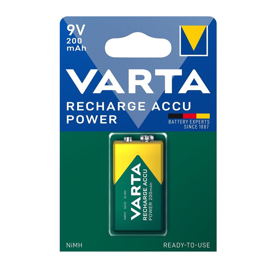 Акумулятор 6F22 200 мАг, NI-MH, Power, 1 шт. Varta (56722101401)
