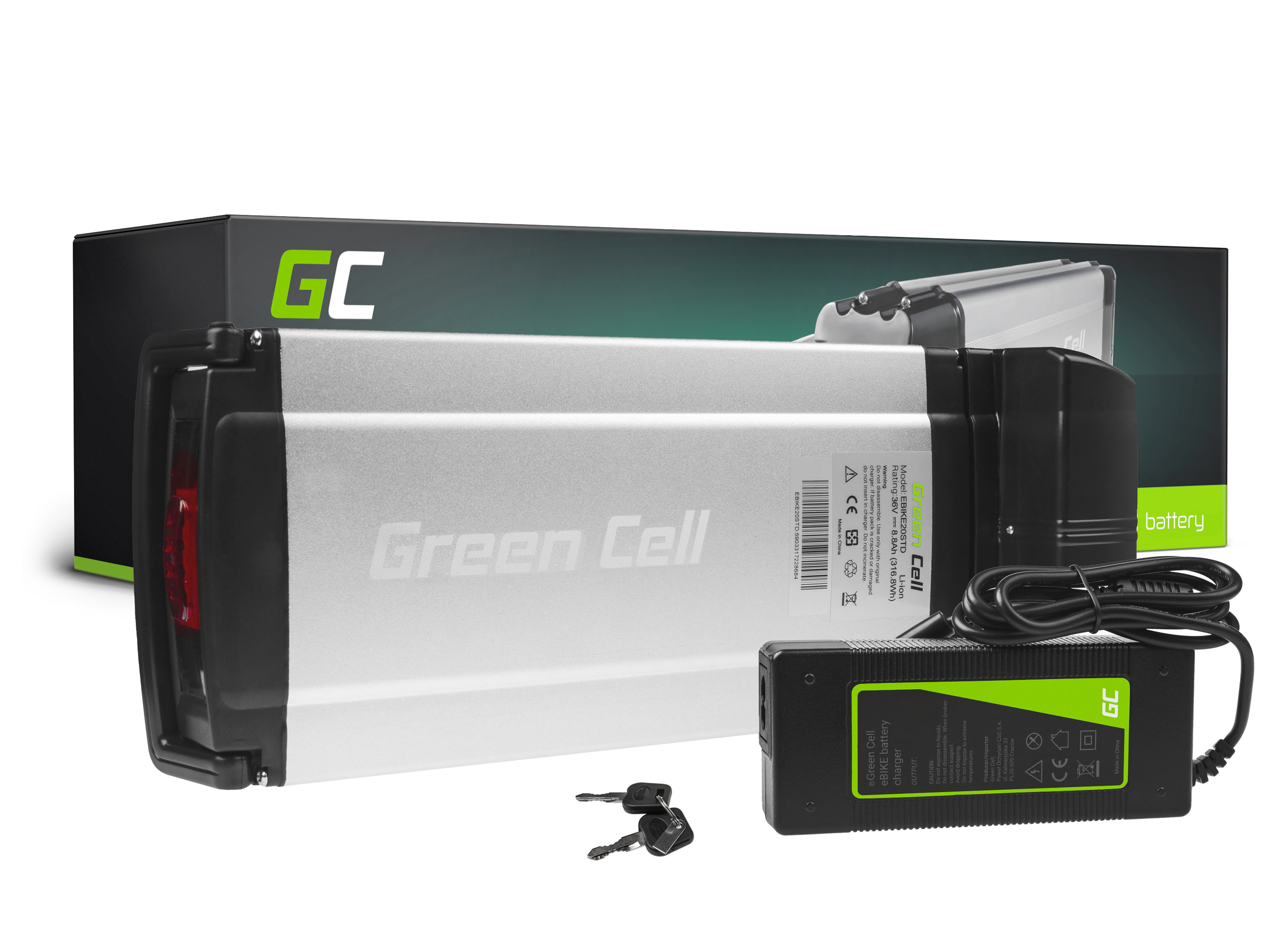 Green Cell Battery 8 Ah (317Wh) for Electric Bikes E-Bikes 36V