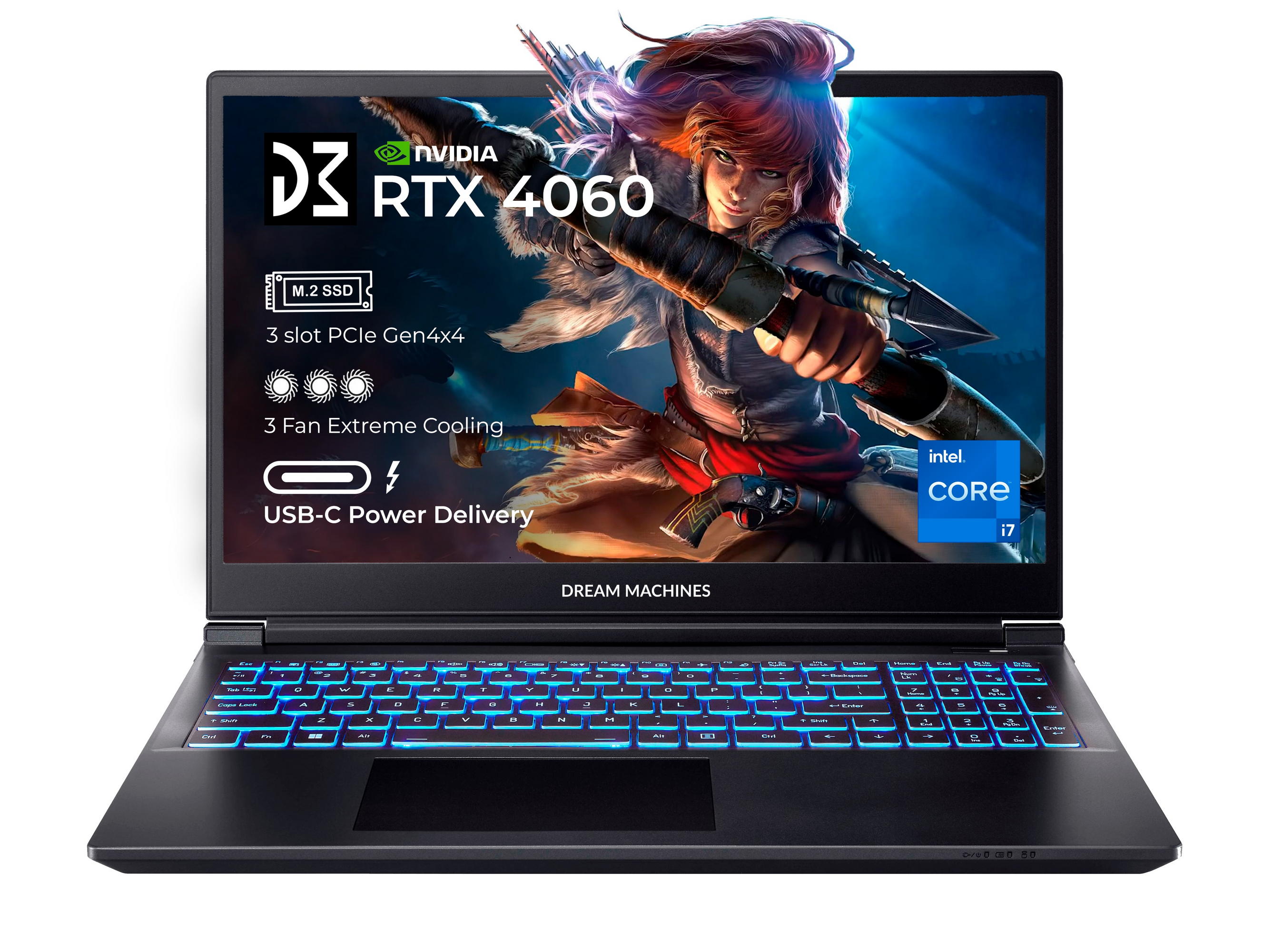 Ноутбук RG4060-16 16FHD+ IPS, Intel i7-14700HX, 32GB, F1TB, NVD4060-8, DOS, чорний Dream Machines (RG4060-16UA36)