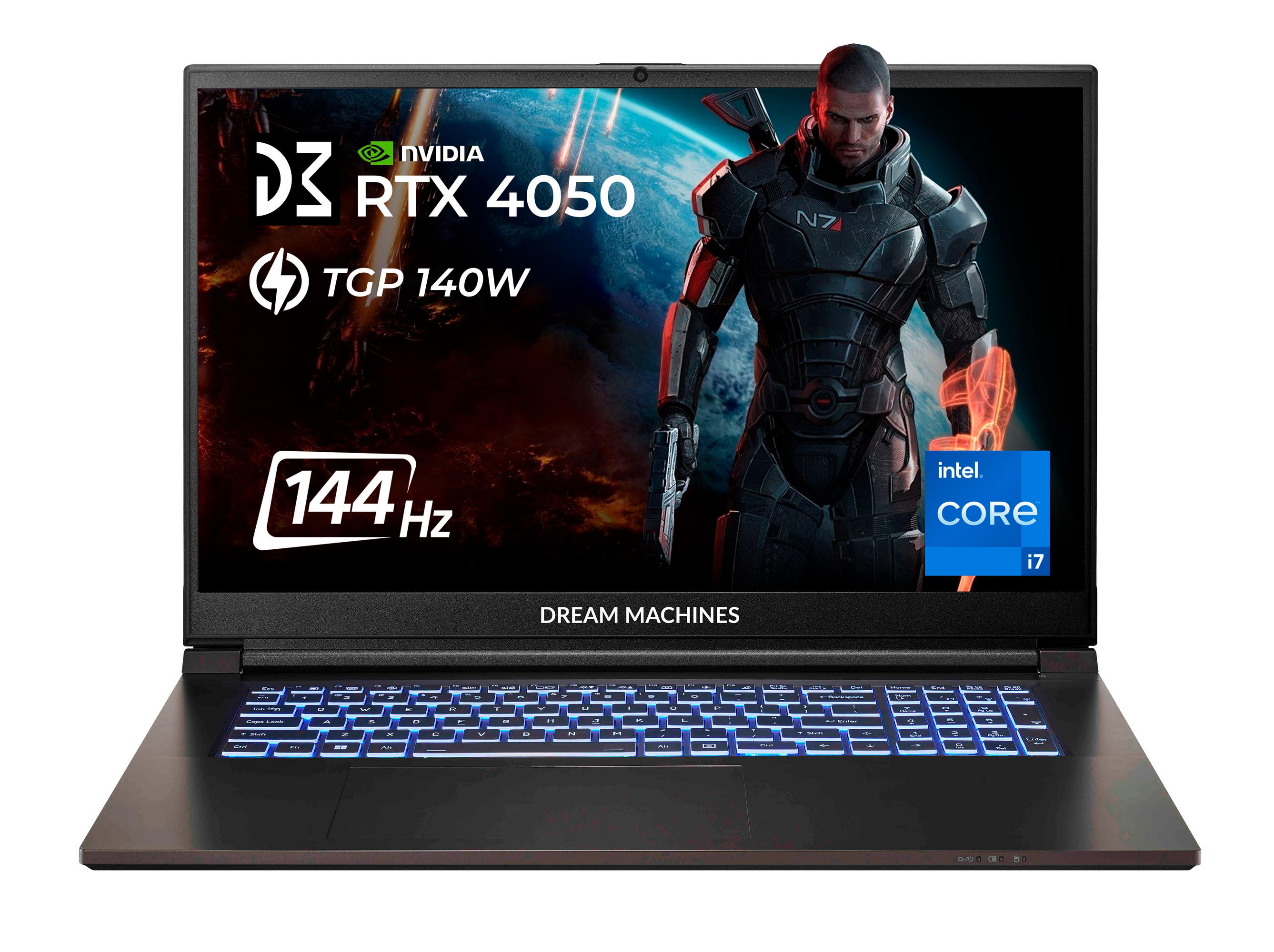 Ноутбук RG4050-17 17.3FHD IPS, Intel i7-14700HX, 32GB, F1TB, NVD4050-6, DOS, чорний Dream Machines (RG4050-17UA31)
