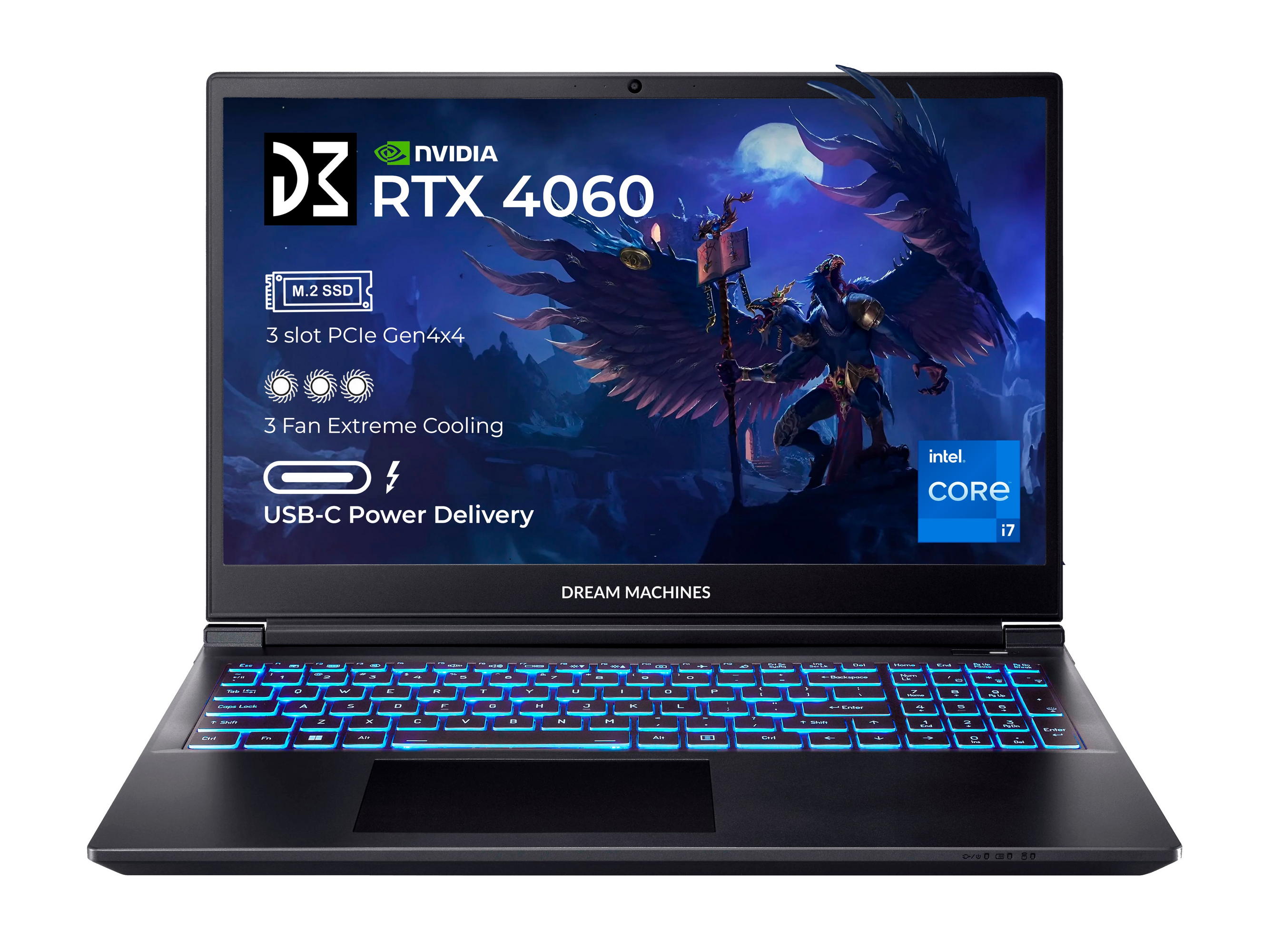 Ноутбук RG4060-15 15.6FHD IPS, Intel i7-14700HX, 32GB, F1TB, NVD4060-8, DOS, чорний Dream Machines (RG4060-15UA42)